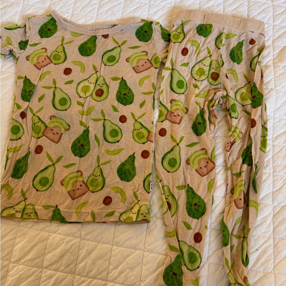 Little Sleepies Tan and Green Avocado Pajama Set